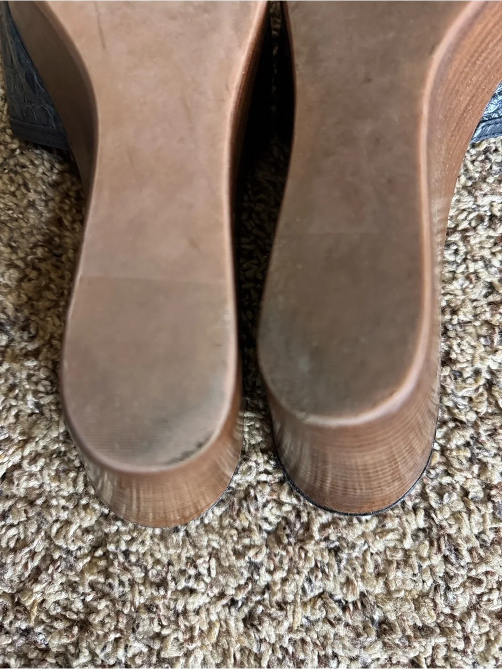 Tory Burch dark blue croc embossed leather slides with wedge heels Size 11